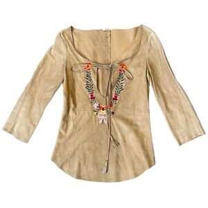 MIU MIU PRADA rare suede boho top, made in Italy, size 38